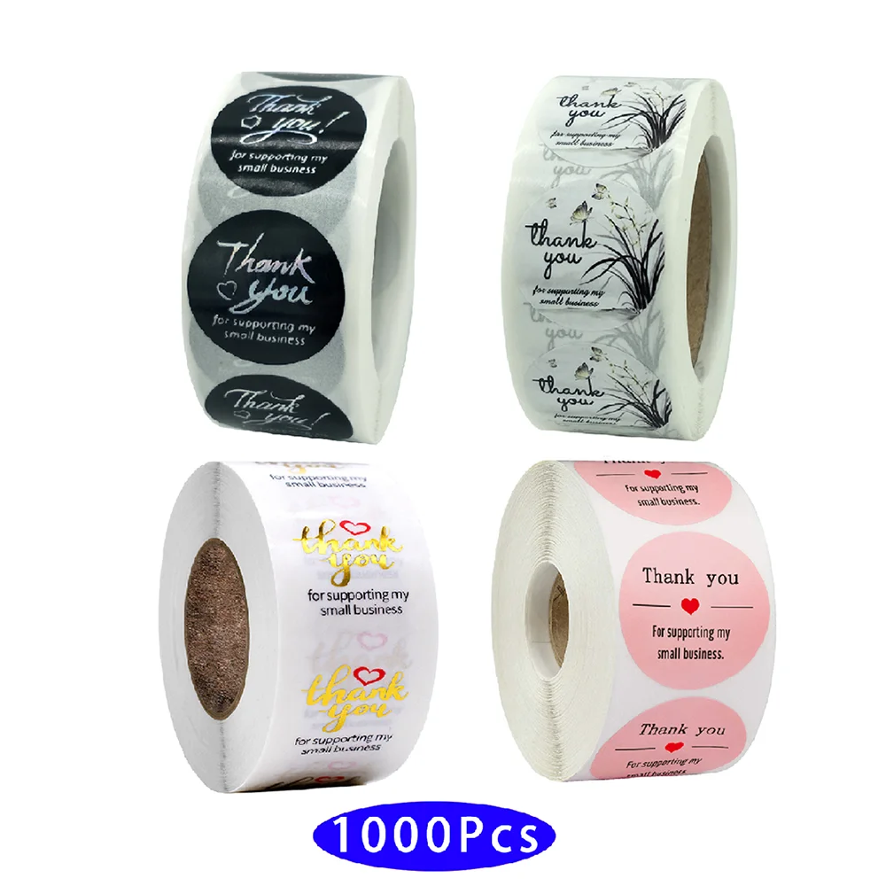 

1000Pcs/pack Korean Cute Kawai Aesthetic Thank You Sticker Packaging Support My Your Small Business Seal Label Stationery Thing