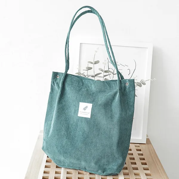 Женская Вельветовая сумка через плечо эко зеленая сумка для покупок женская большая складной Продуктовый Мешок Пакет Дорожная Повседневная сумка пляжная сумка - Цвет: Green