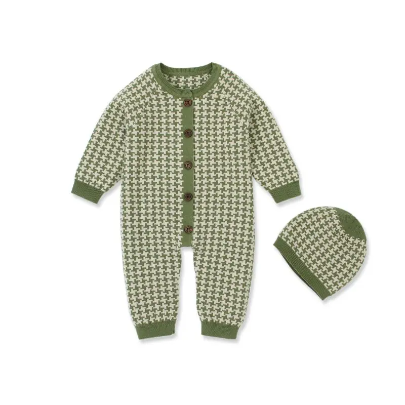 

Autumn Baby Boy Girl Cotton Floral Pattern Infant Long Sleeve Jumpsuit+Hat Newborn Romper Set