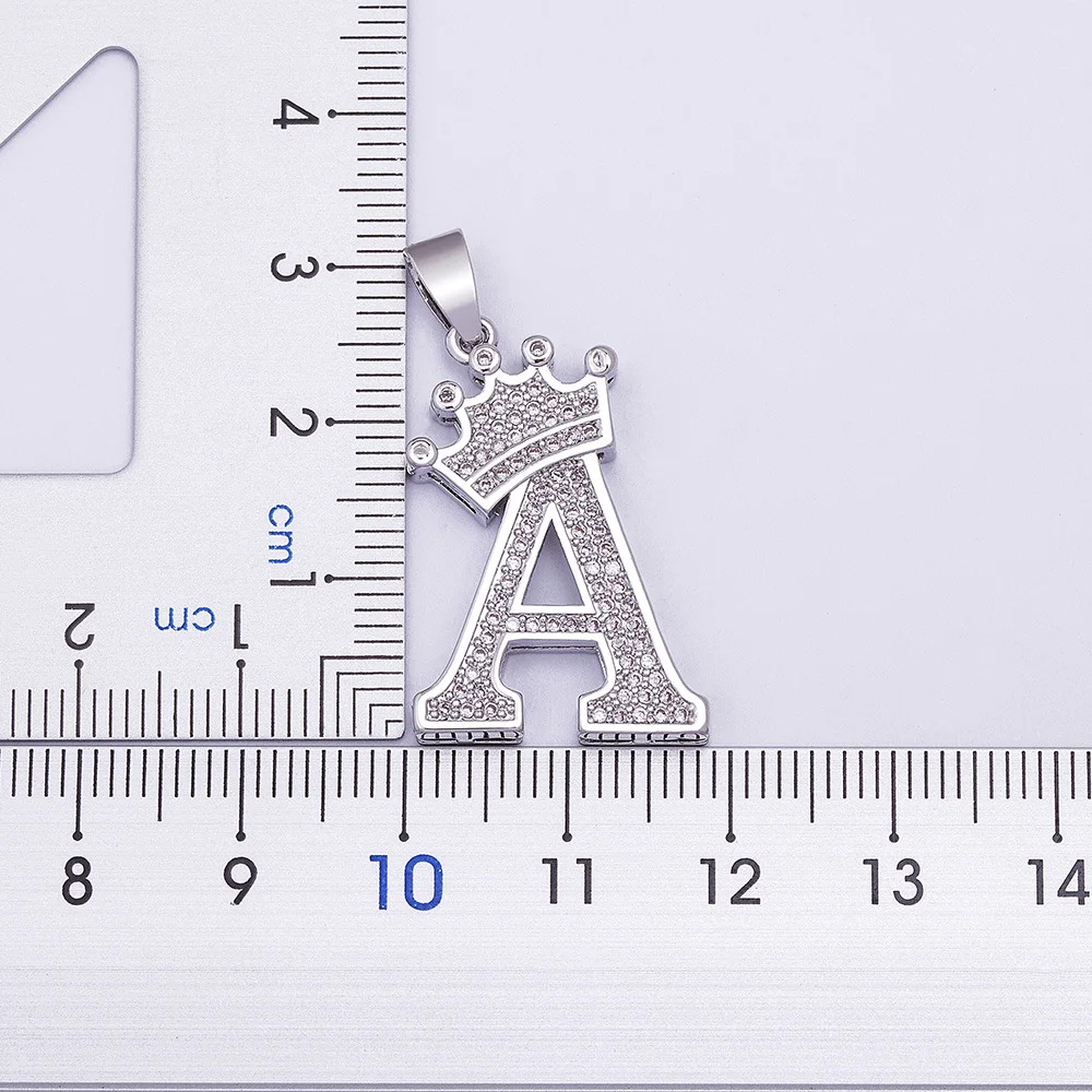 Nidin Luxury A-Z Crown Alphabet Pendant Chain Necklace Punk Style Lucky Initial Name Jewelry Fine Party Wedding Birthday Gift