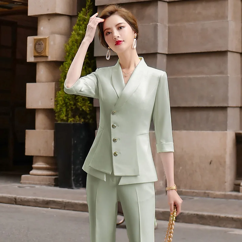 

Women's suit summer new OL professional business dress suit female temperament fashion wild 2 piece sets womens outfits