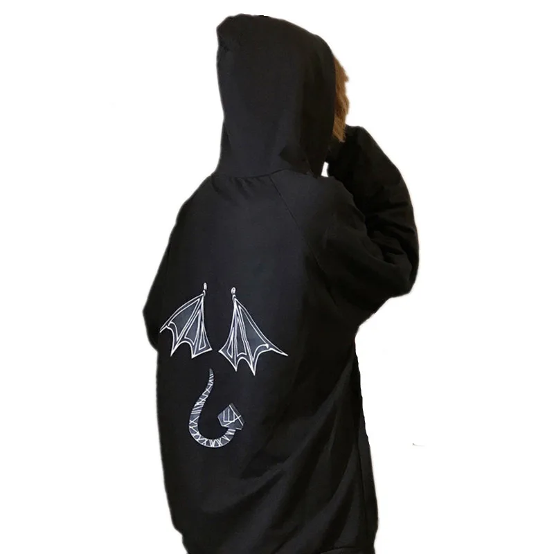 Женская толстовка с капюшоном и принтом в виде крыла дьявола|Толстовки свитшоты|