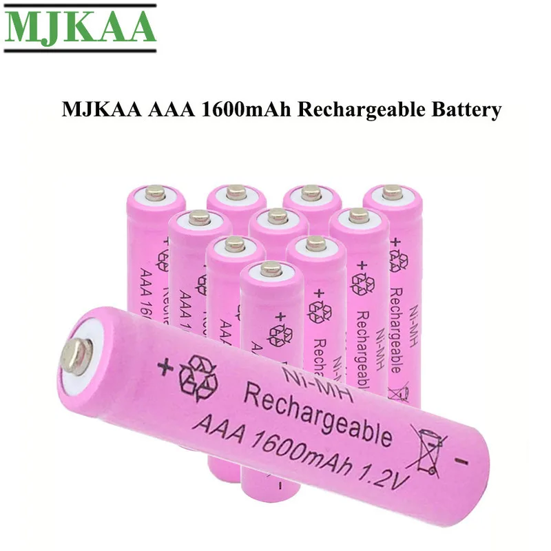 MJKAA 10PCS AAA 1600mAh Ni-MH 1.2V Rechargeable Battery Pre-Charged 3A New Batteries for Camera Toys | Электроника