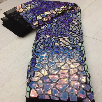 

High Quality African nigerian Lace Fabric big sequins lace fabric fabric with sequins Embroidered Cord Lace Fabric Guipure