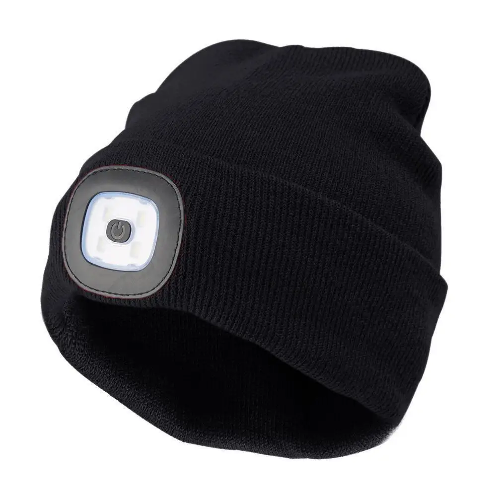 LED Light Hat USB Rechargeable Flashlight Cap LED Beanies Knit Hat Warm Flashlight Hat Hunting,Camping,Jogging,Fishing Cycling 