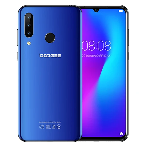 Мобильный телефон DOOGEE N20 16MP с тройной задней камерой 6,3 дюймов FHD+ дисплей 4 Гб 64 Гб MT6763 Восьмиядерный 4350 мАч мобильный телефон LTE - Цвет: Синий