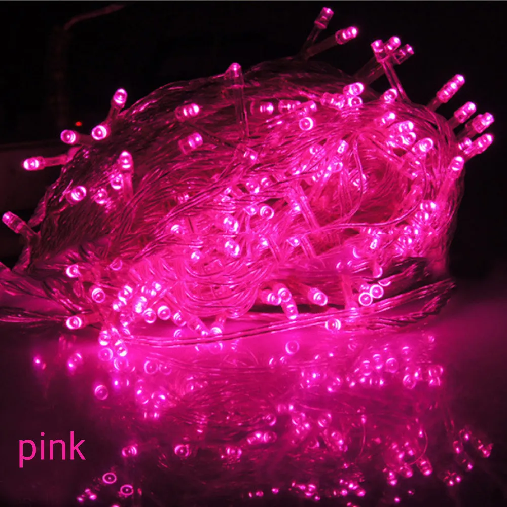 Pink 10 м 5 м 100Led 40Led гирлянда Рождественская елка Сказочный светильник Luce водонепроницаемый домашний сад вечерние праздничные украшения#25 - Испускаемый цвет: Pink
