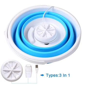 

Underwear Mini Washing Machine Ultrasonic Turbines Tub USB Connection Camping Apartments Portable Dorms Folding Laundry Cleaner