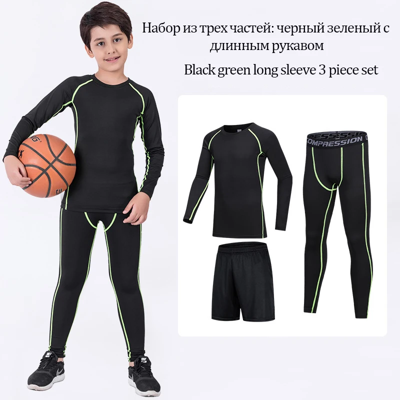 Children Mma Compression Sport Suit 4 Piece Set Boy Kids Sports Running Suit Rashguard bjj Training Football Gym Tights Clothing