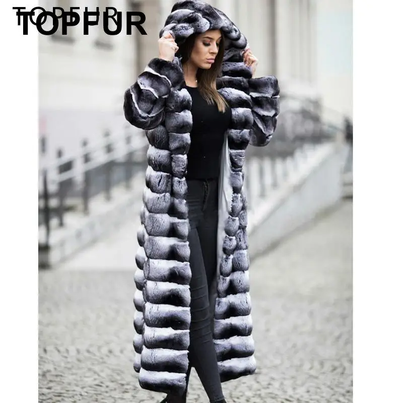 TOPFUR Новая роскошная зимняя женская натуральная куртка с мехом кролика рекс