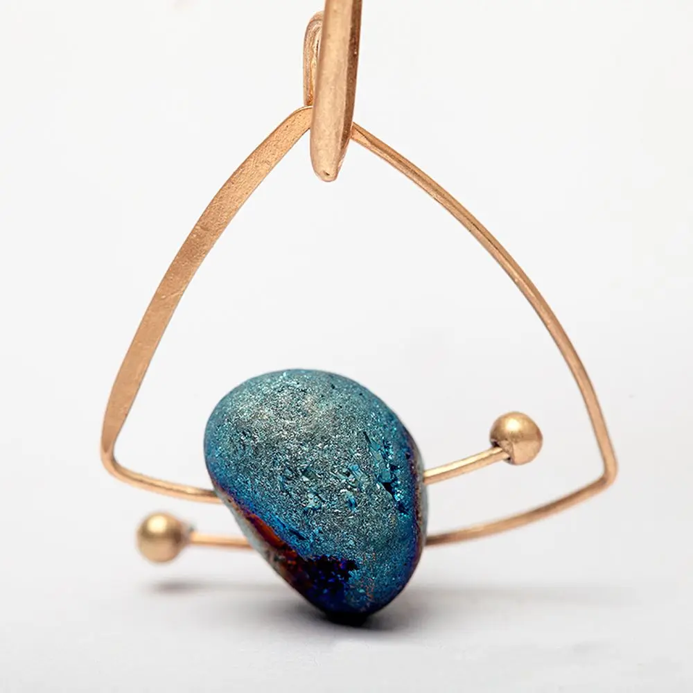 

Fshion Creative Design Blue Natural Stone Women Earrings Geometric Fashion Ear Jewelry Accessories Drop Earrings