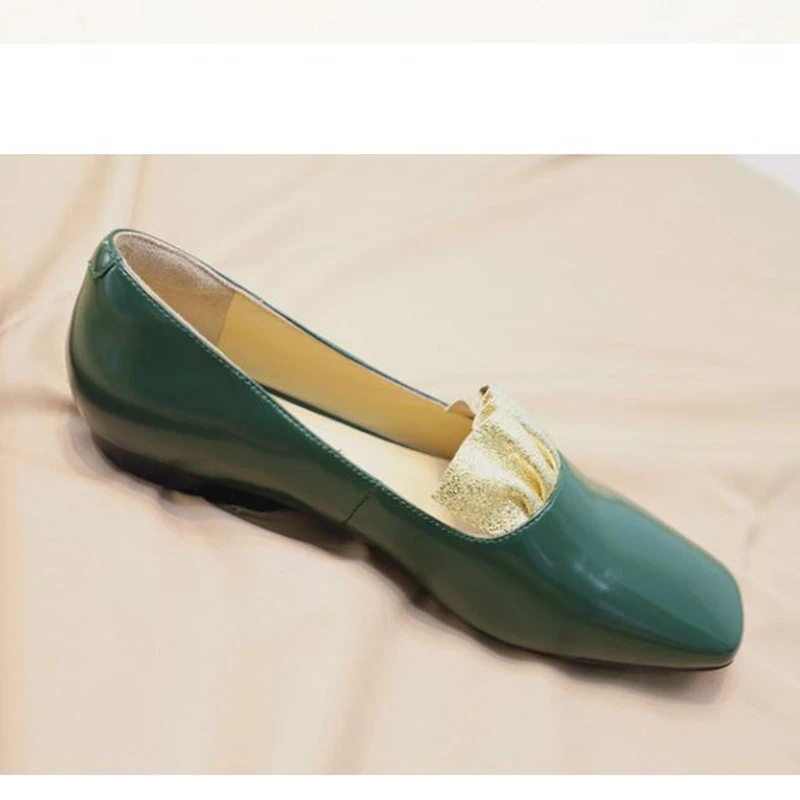 dark green ladies flat shoes