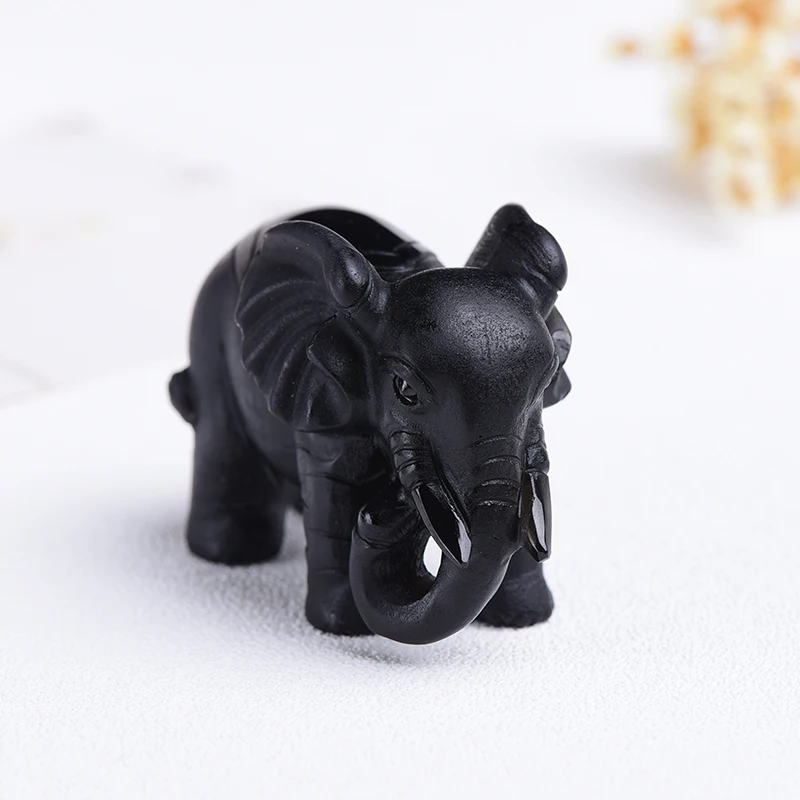 

1PC Natural Obsidian Elephant Rock Mineral Specimen Crystal Crafts Home Lucky Items Feng Shui Home Decor