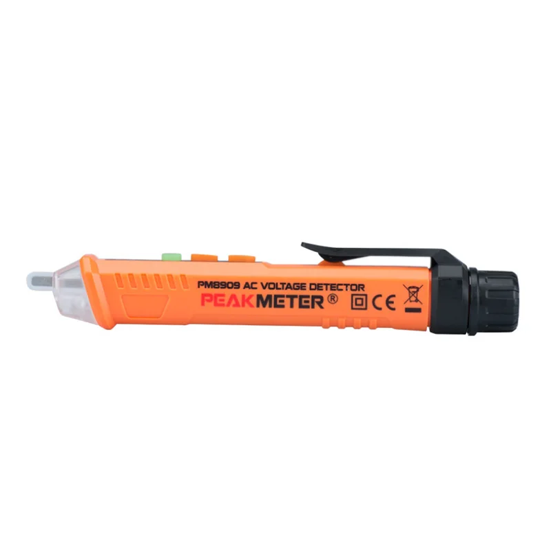 BMBY-PEAKMETER Pm8909 детектор напряжения переменного тока Ручка Вольт тестер метр 50-60 Гц 12 В-1000 В двойная регулировка чувствительности Ncv Обнаружение звука