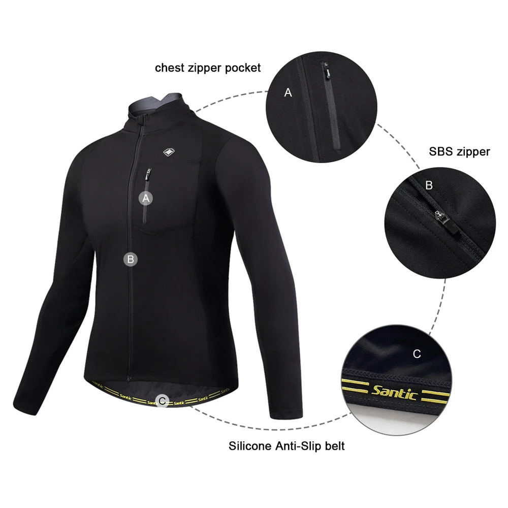 Cena Santic mężczyźni jesienno zimowa kurtka rowerowa wiatroszczelne kurtki MTB płaszcz utrzymać ciepło oddychające i komfort czarny lub czerwony ubrania KC6104