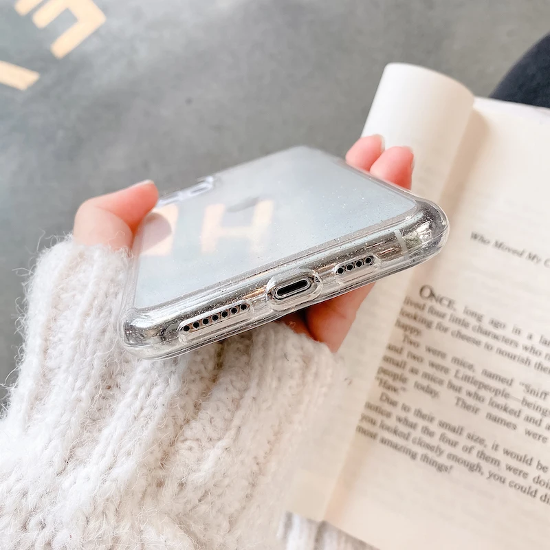 Прозрачный блестящий противоударный чехол для iphone 12 12Pro 12Mini 11 11Pro Max XR XS SE 7 8 Plus