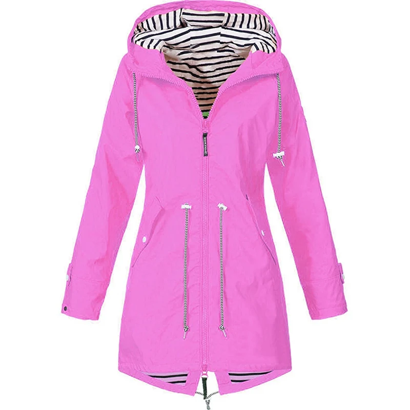 Lrady Womens Raincoat Lightweight Waterproof Jacket Hoodie Active Casual Coat