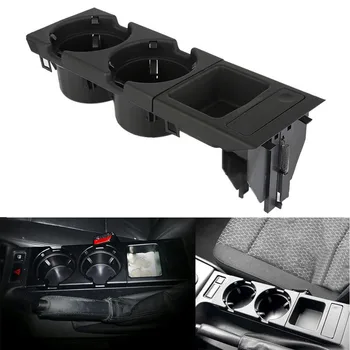 

Car Accessories + Coin Storage Box Cup Holder Set Black Center Console Durable Tray Drink Bottle Styling Kit Plastic For BMW E46