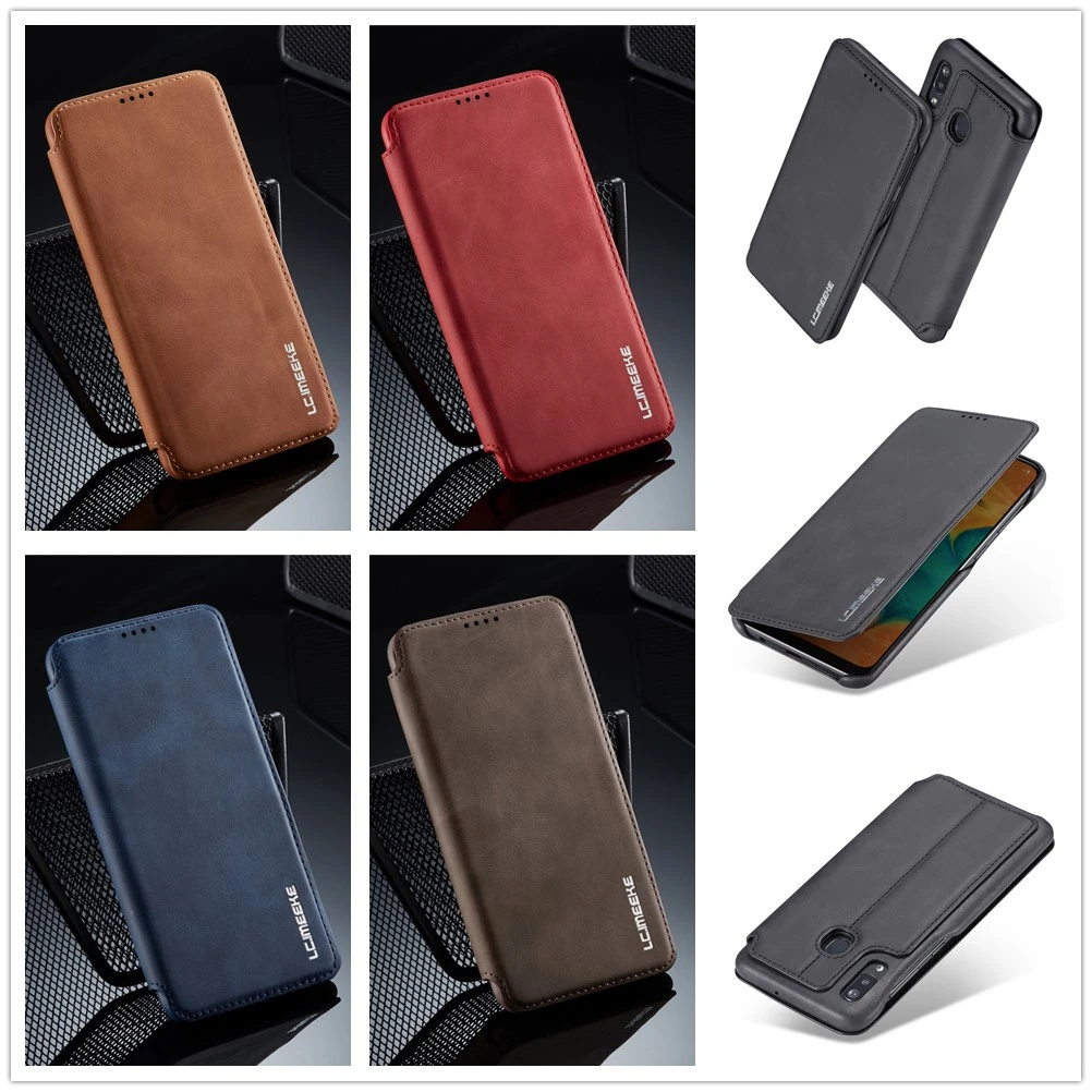 

A20e A202F Case for Samsung Galaxy A30 A40 A50 A70 A20 e Cover Logo Cases Flip Leather Thicken Wallet Stand Brand Quality Book