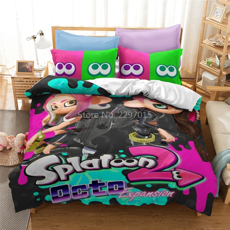 Home Textile Splatoon 2 3d Printed Bedding Set Cartoon Game Duvet Cover Set Pillowcase Twin Queen King Bed Linen Kids Bedclothes
