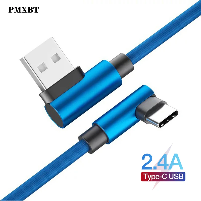 

90 Degree 1M 2M 3M USB Type C Cable Fast Charging For Samsung S8 S9 S10 Xiaomi Huawei LG Android Mobile Phone USB-C Charger Wire