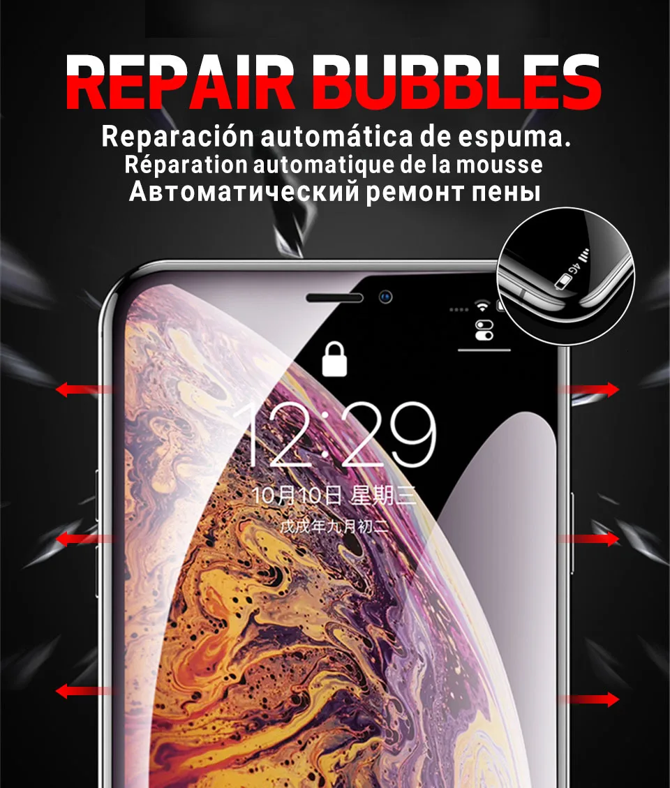 99D полное покрытие Гидрогелевая пленка для iPhone 11 Pro XR X XS MAX Защита экрана для iPhone 6S 6 7 8 Plus защитная пленка не стекло