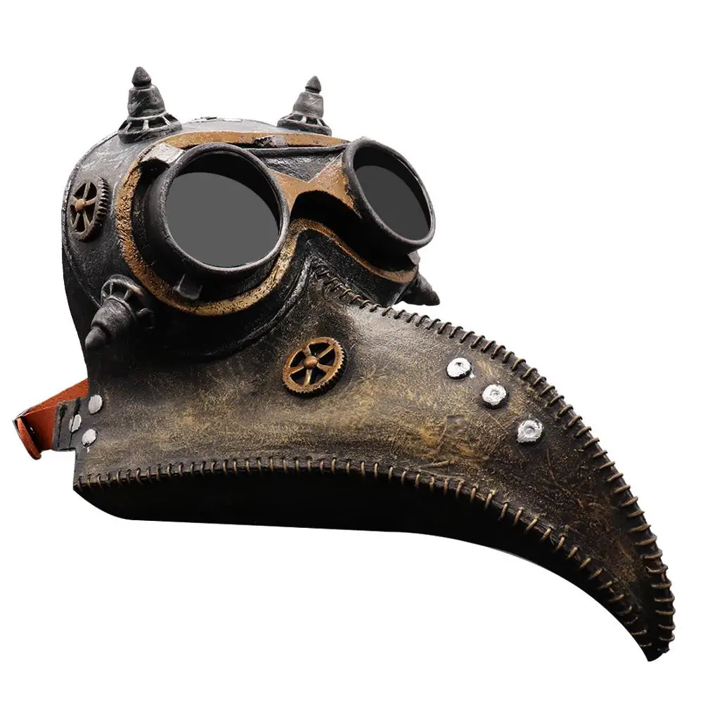 

New Plague Doctor Masks Adult Steampunk Scary Horror PU Bird Face Mask Halloween Party Cosplay Beak Mask Prop Carnival Party