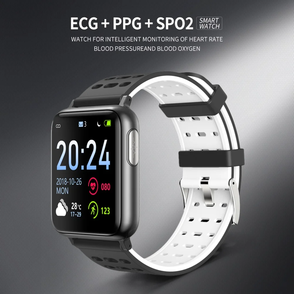 JSK V5 Waterproof ECG PPG Heart Rate Blood Pressure Activity Monitor Sport Call Message Remind Smart Bracelet