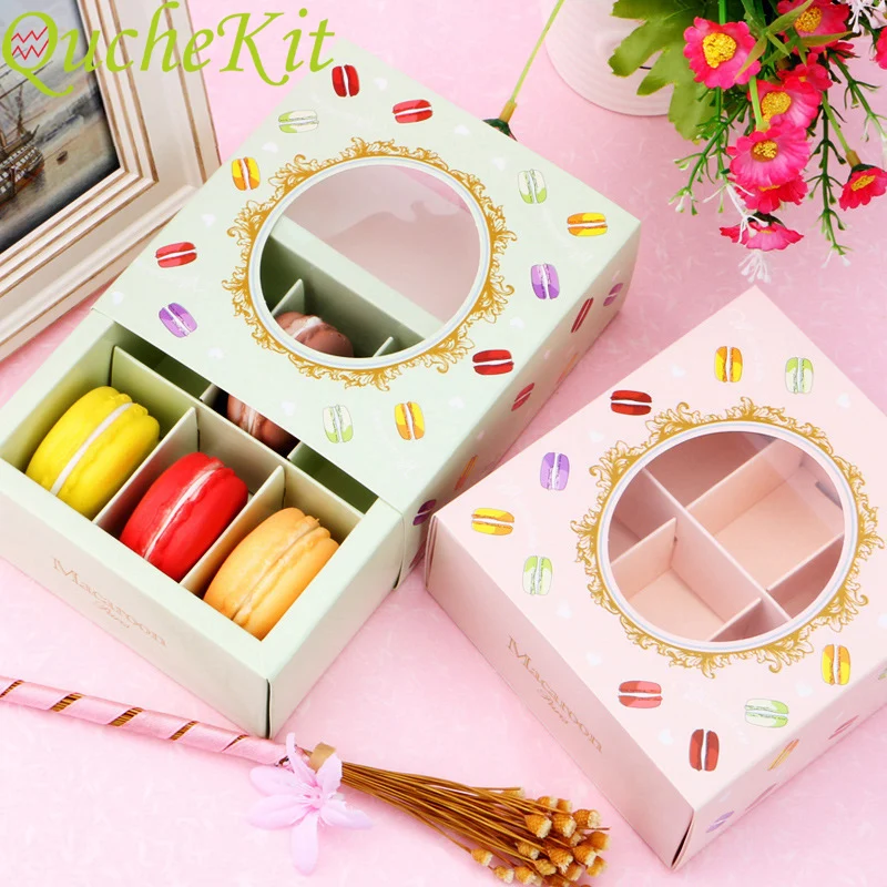 

10pcs Clear Window Macarons Pattern Gift Box Cookies Chocolate Candy Box Handmade Soap Jewelry Organizer Boxes Party Decor
