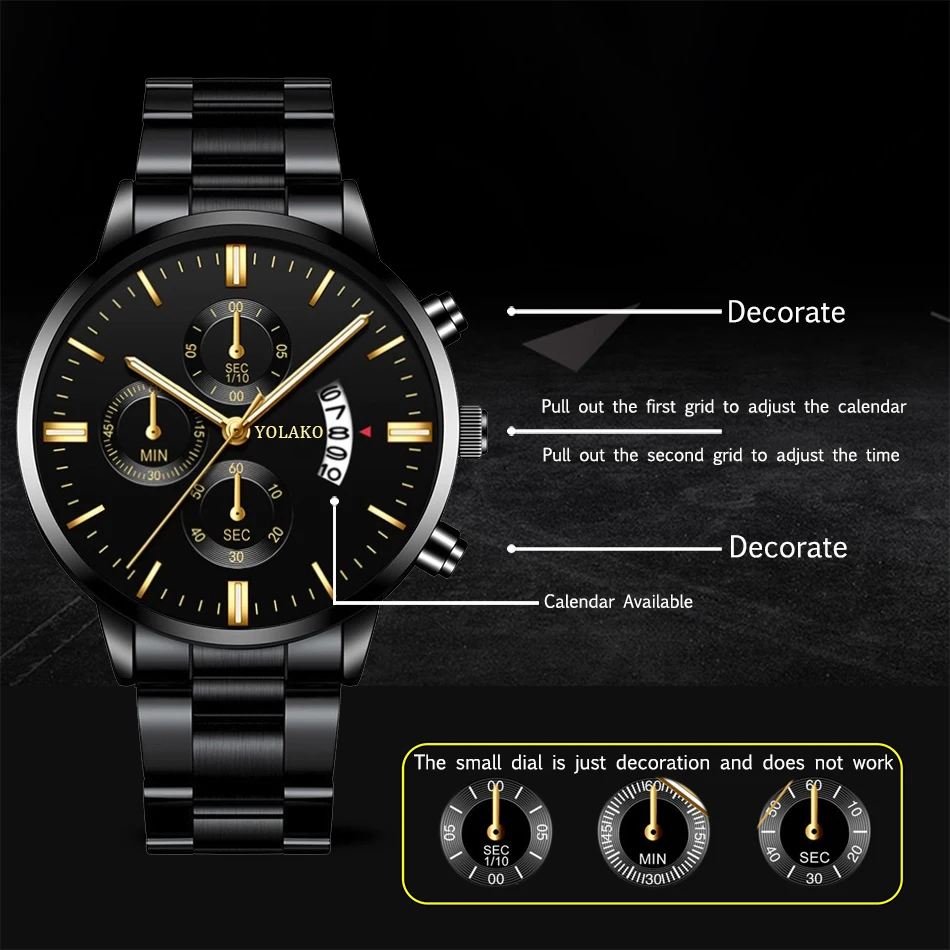 Mens Luxury Sports Watches Fashion Men Business Stainless Steel Quartz Wristwatch Man Calendar Casual Gold Bracelet часы мужские