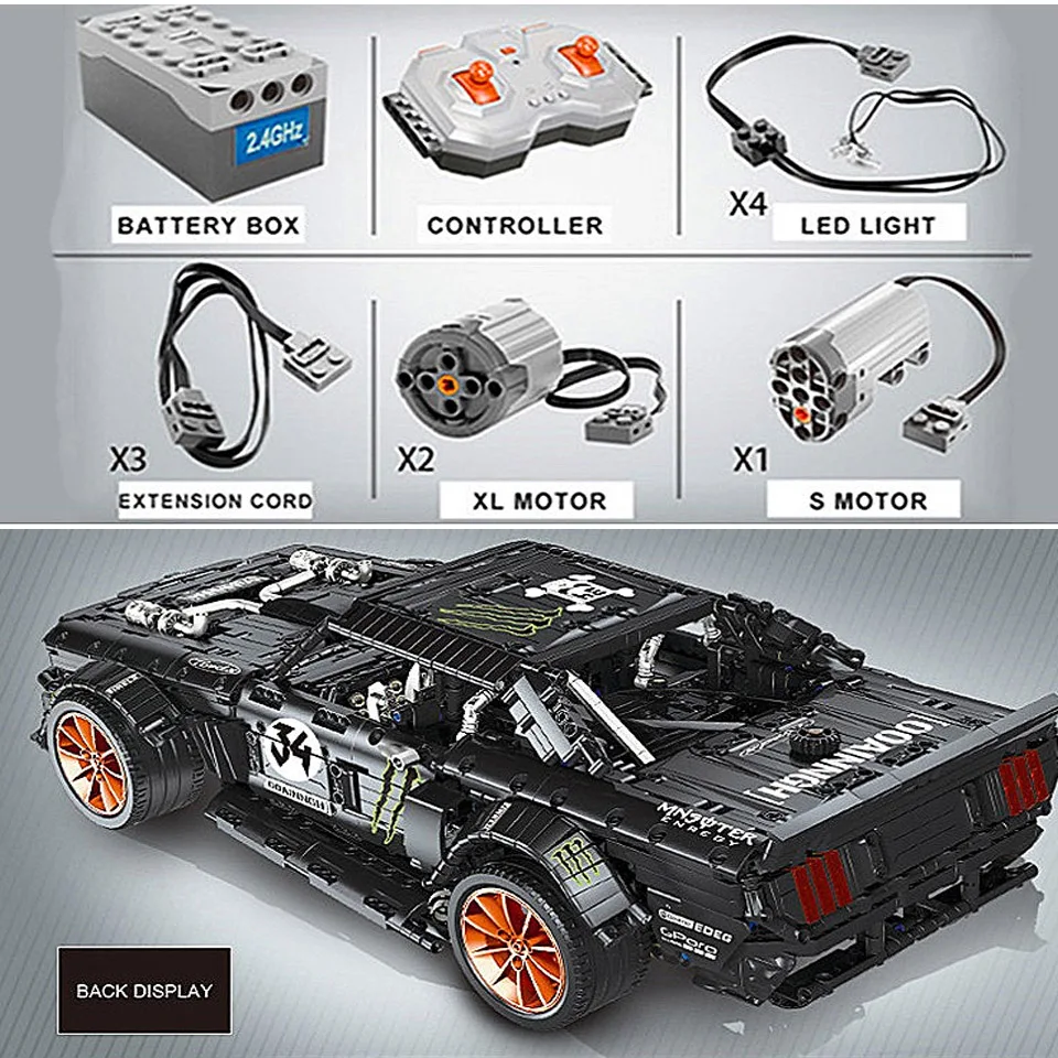 RC Ford Mustang Hoonicorn RTR V2 Technic Супер гоночный автомобиль с мотором 20102 MOC-22970 строительные