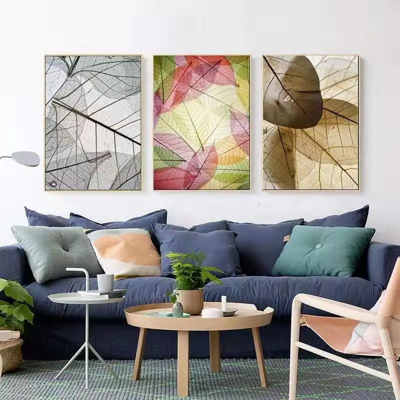 

Abstract Leaf Poster Cuadros Decoracion Hogar Moderno Pink Leaf Green Plant Leaves Grey Leaf Unframed