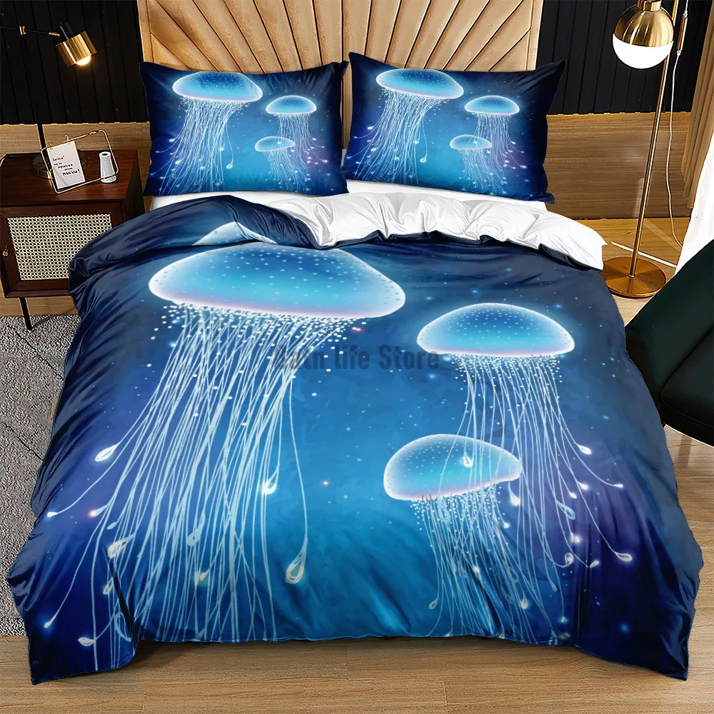 

jellyfish dolphin Marine elements of bed duvet cover set queen calico Twin size comforter bedding set Single complete set