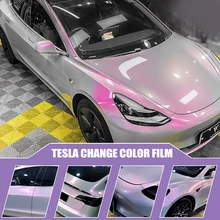 for Tesla Model 3 Y Car Body Color Change Film Two-Color Volcanic Gray Color Change Vinyl Film Color Changing Stickers