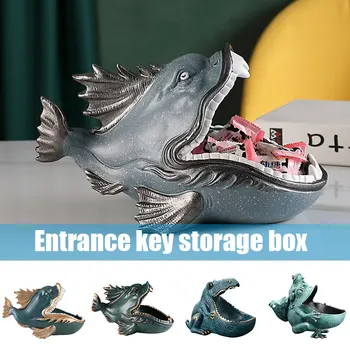 

Big Mouth Storage Figurine Key Bowl Resin Candy Dish Home Decoration Dinosaur Lantern Fish Frog UD88