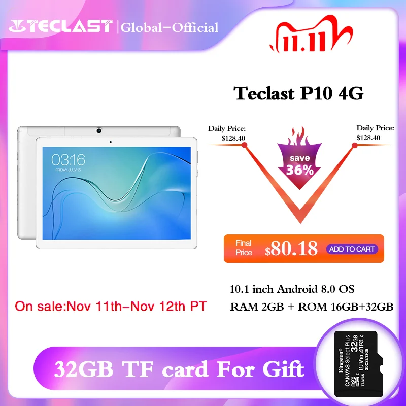 Teclast P10 планшет с 10 1 дюймовым дисплеем четырёхъядерным процессором MTK6737 ОЗУ 2 Гб