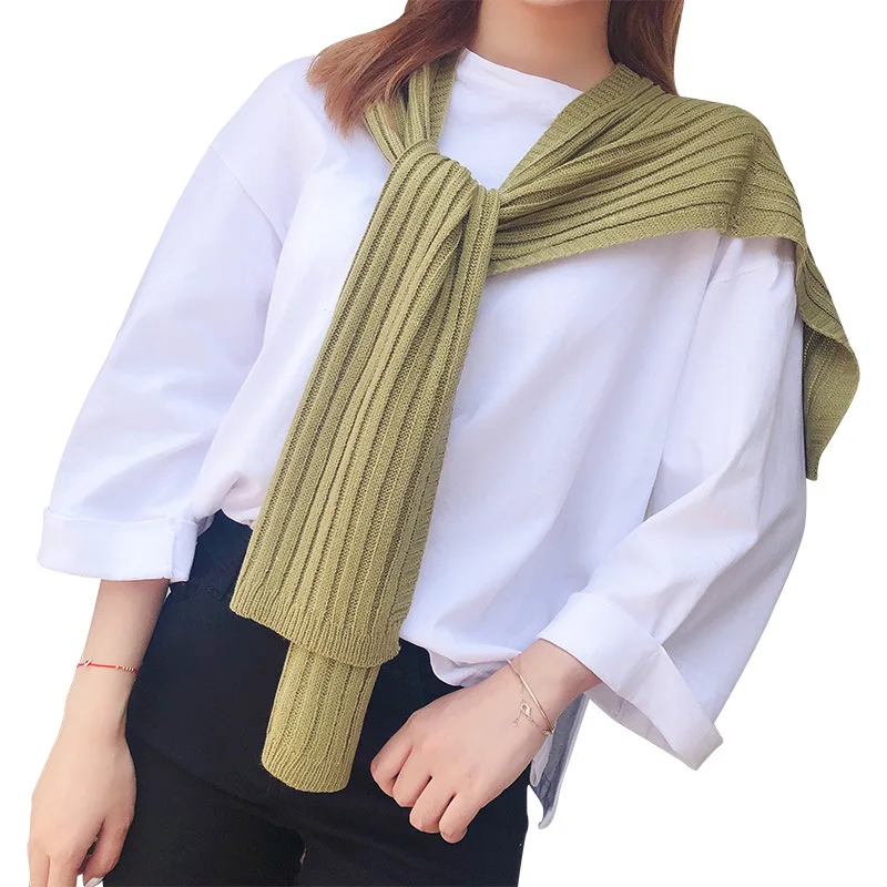 

Women Scarves Lady Winter Kitted Pashmina Scarf Shawls Wraps Solid Color Female Knitted Wool Scarf Thicken Warm