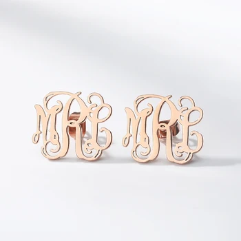 

Custom Initial Monogram Letter Women Earrings Gold Color Stainless Steel trend Name Earrings For Women Minimal Stud Earrings