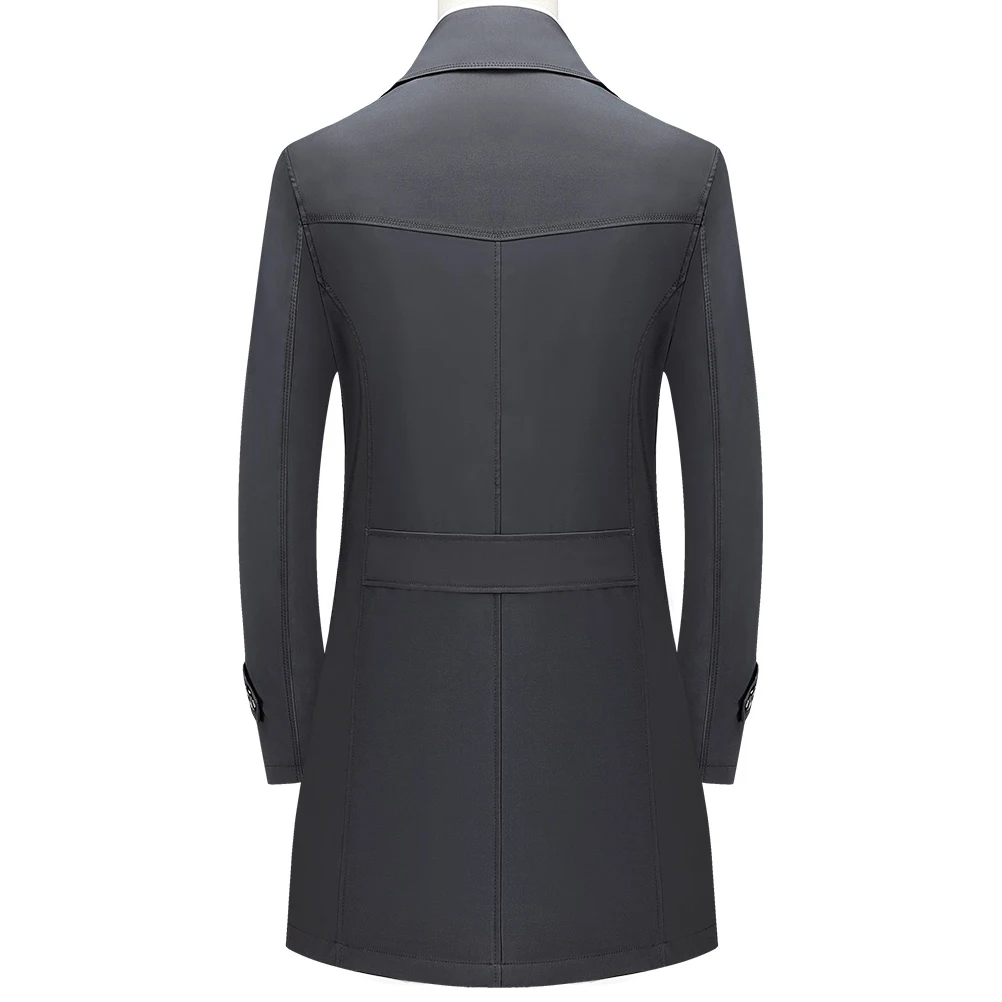 Thoshine Brand Spring Autumn Men Long Trench Coats Buttons Male Fashion Outwear Jackets Windbreaker Plus Size