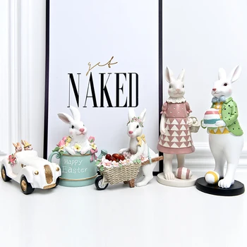 

American Countryside Luxury Rabbit Decoration Nordic Resin Bunny Room Decoration Accessories Pastoral Miniature Garden Fifurines