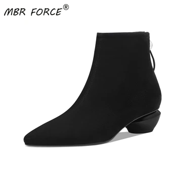 

MBR FORCE 2020 New Fashion Kid Suede Solid Ankle Boots Elegant Sexy Women Warm Booties Woman Ladies boots shoes large size 34-42