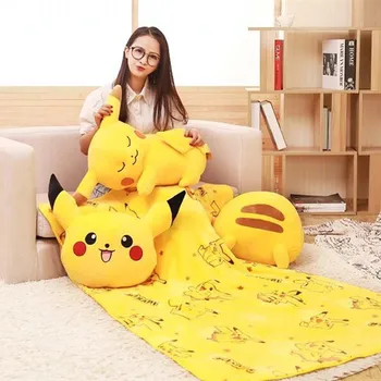 

Anime Pikachu Pillow Cushion With Blanket In It Multi Patterns fur blanket