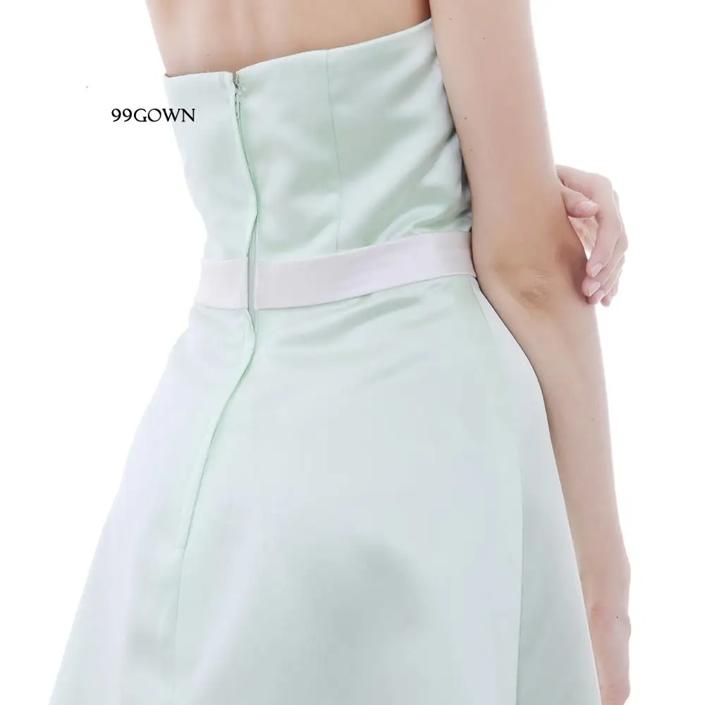 99GOWN роскошное атласное свадебное платье для гостей для женщин роскошное кружевное платье до колена с открытыми плечами платье подружки невесты для свадебной вечеринки