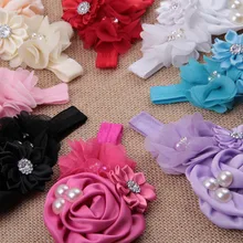 Детская атласная лента для волос в европейском и американском стиле, Детская повязка на голову с вышитыми цветами, популярные аксессуары для волос для младенцев