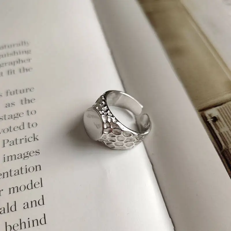 INZATT Настоящее серебро 925 проба геометрическое круглое кольцо с изменяющимся размером для женщин панк ювелирные изделия минималистичные аксессуары подарок