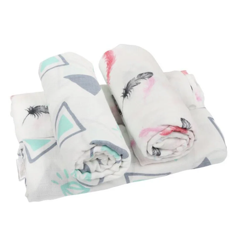 Newborn baby Bath towel blankets for strollertowels stroller muslin baby stuff gauze Printing hooded blanket multifunction