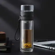 Горячая прозрачная стеклянная чашка чая портативная бутылка чая воды с отдельной чашкой LSF