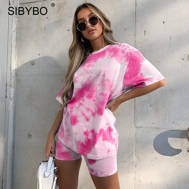 Женский Повседневный комплект Sibybo футболка с коротким рукавом и шорты в