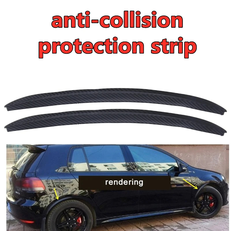 

2 Size 4pcs Car-styling Auto Rubber Fender Guard Protection Strip Anti-collision Scratch Protector 34cm 24cm Carbon Fiber Grain