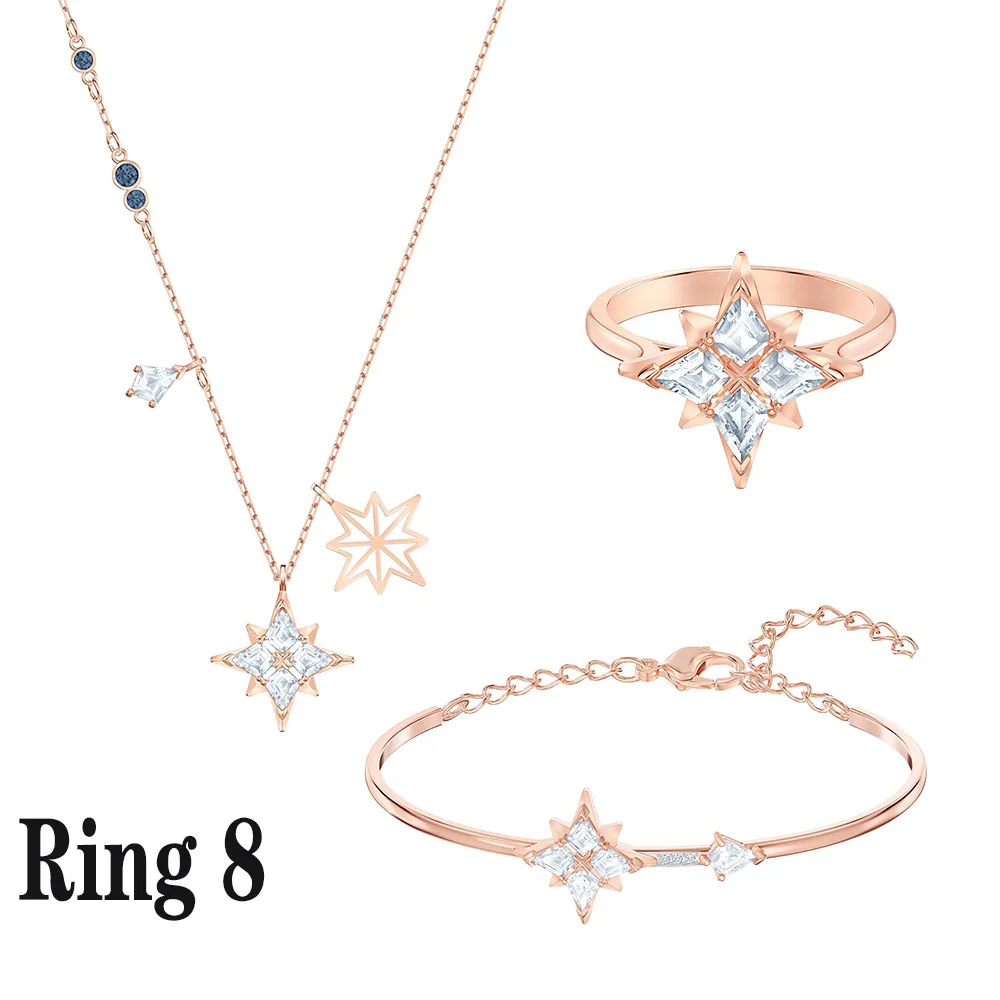 SWA Модный символический комплект со звездами из розового золота, элегантное украшение в виде звезды, Женские Ювелирные изделия с кристаллами, свадебные ювелирные изделия - Окраска металла: 17